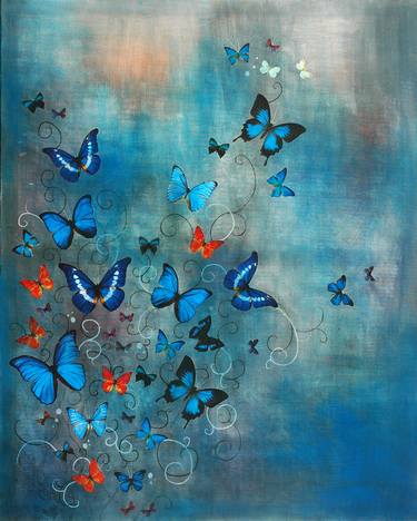 SOLD Butterflies on Blue thumb
