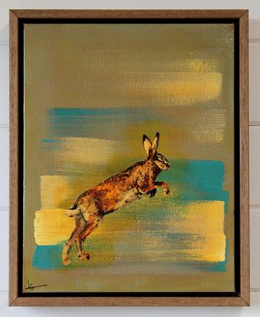 Leaping Hare on Grey/Turquoise/White thumb