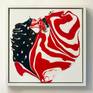From Laura's 'Meltdown' series, this sculpted acrylic pour painting uses a distorted American Flag as symbol of the American meltdown. Square format in a white float frame.