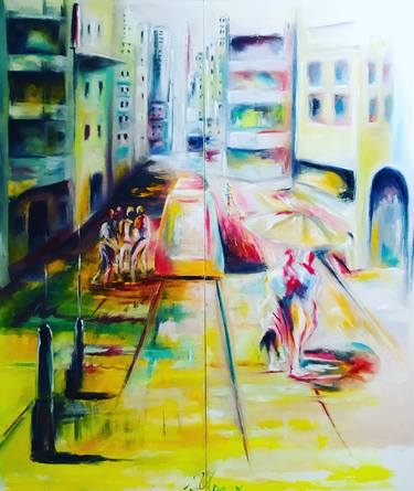 Print of Abstract Cities Paintings by Steve Usang
