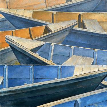 Print of Realism Boat Paintings by Viacheslav Rogin