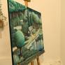 Side view of painting on the easel.