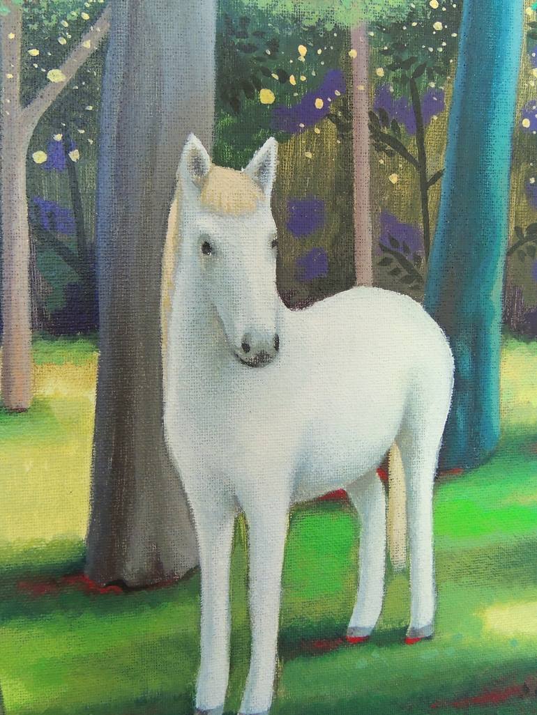 Original Folk Horse Painting by Antoinette Kelly