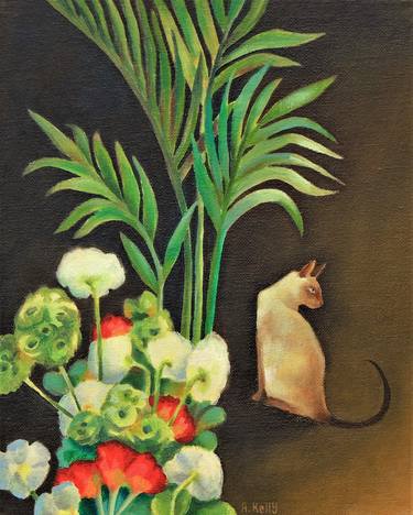 Original Fine Art Cats Paintings by Antoinette Kelly