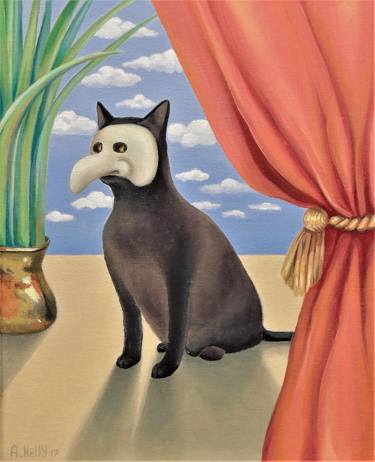 Original Figurative Cats Paintings by Antoinette Kelly