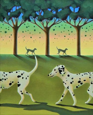 Print of Dogs Paintings by Antoinette Kelly