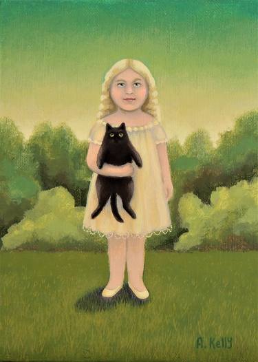 Print of Folk Cats Paintings by Antoinette Kelly