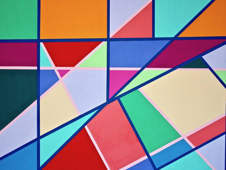 Original Abstract Geometric Painting by Gray Jacobik