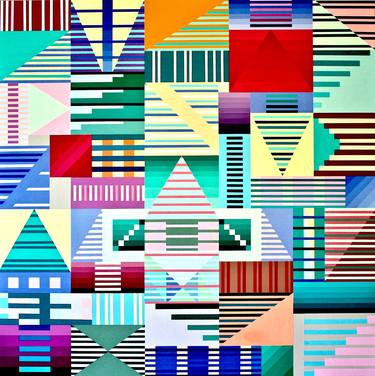 Original Abstract Geometric Paintings by Gray Jacobik