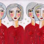 Mimmies friends - Original Modern Acrylic Portrait Painting by Rika Handke by Rika Handke