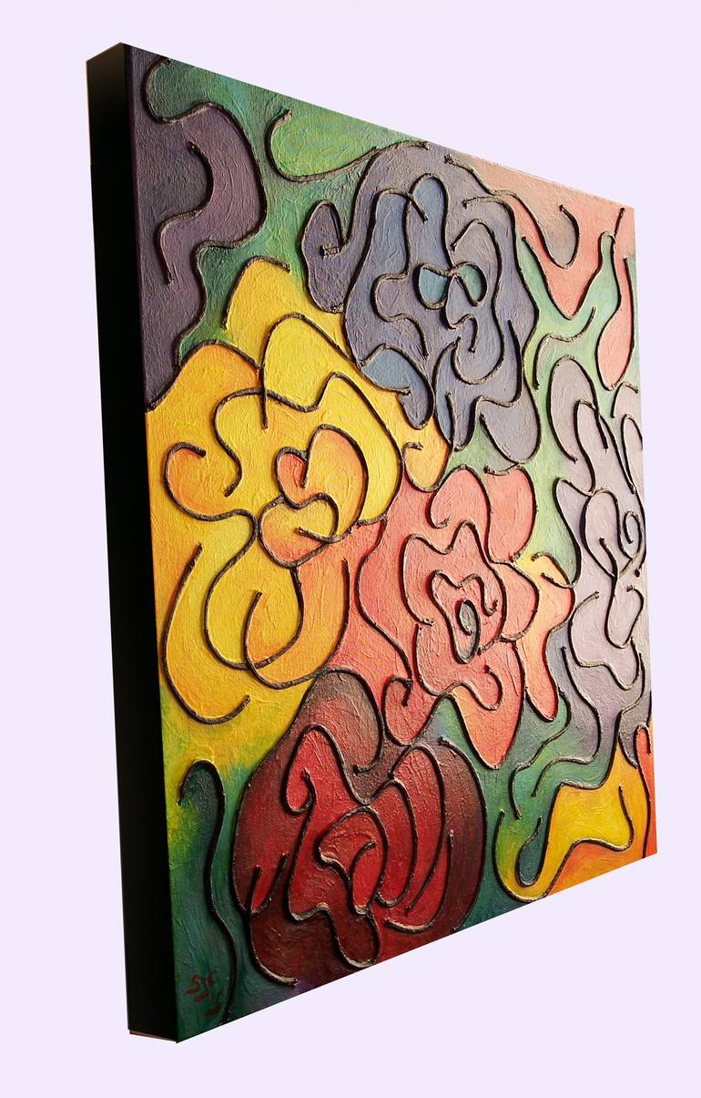 Original Abstract Floral Painting by Stephen Conroy