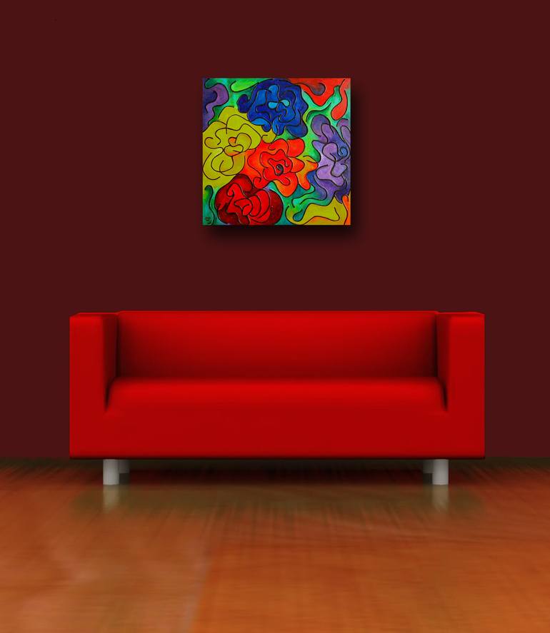 Original Abstract Floral Painting by Stephen Conroy