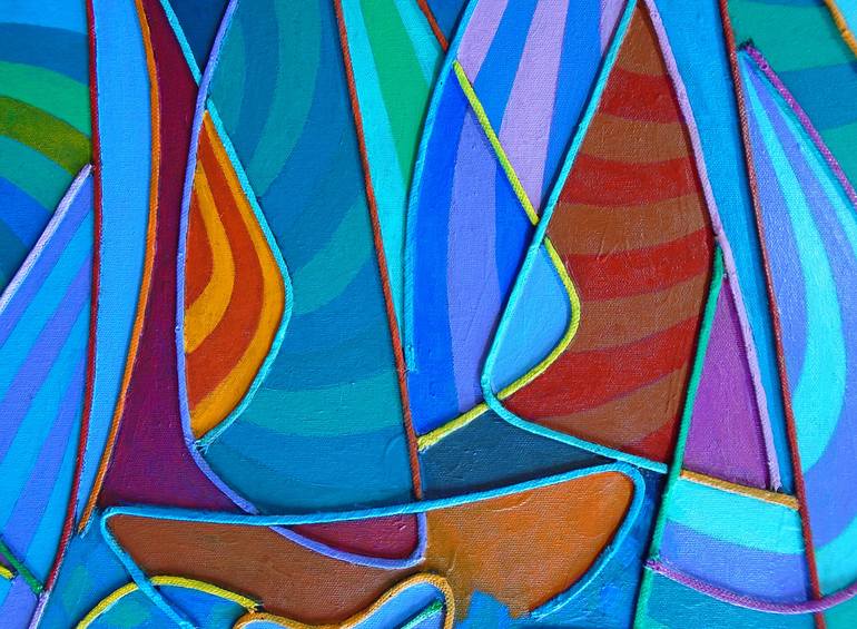 Original Abstract Sailboat Painting by Stephen Conroy