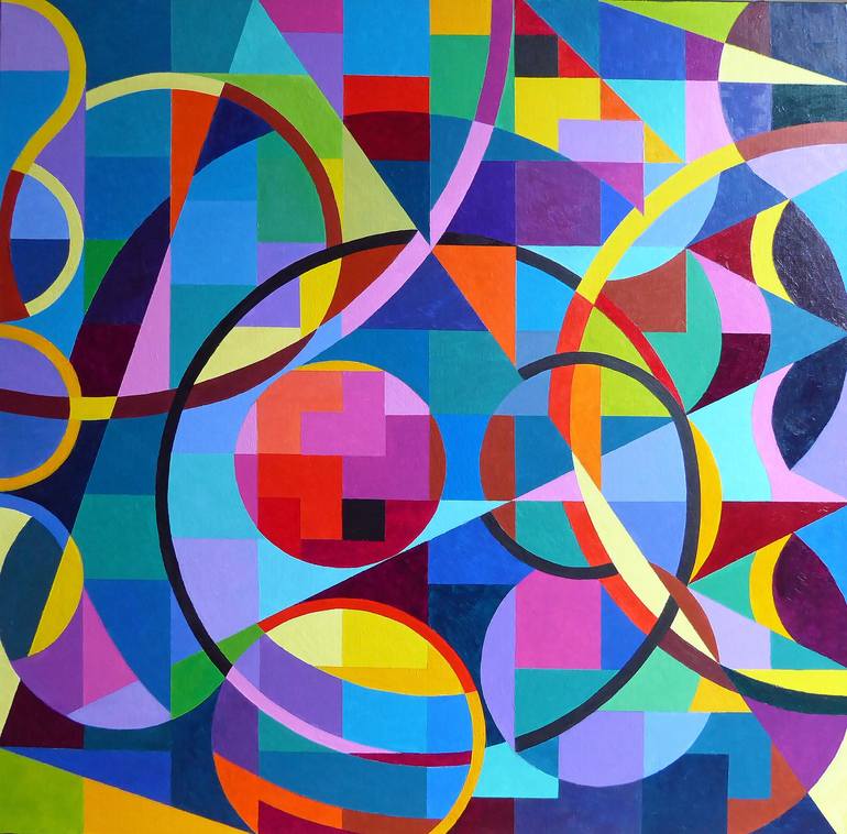 BLACK CURVE WITHIN GRID Painting by Stephen Conroy | Saatchi Art