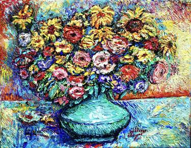 Original Expressionism Floral Paintings by Viktor Lazarev