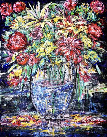 Original Abstract Expressionism Floral Paintings by Viktor Lazarev