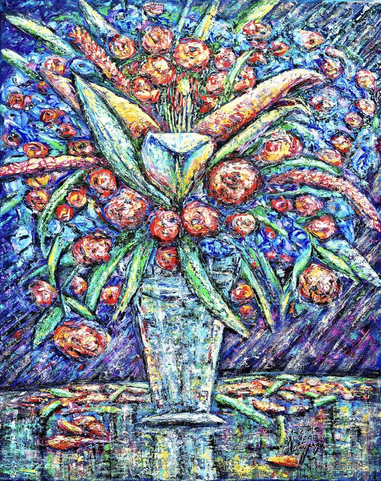 Original Floral Painting by Viktor Lazarev
