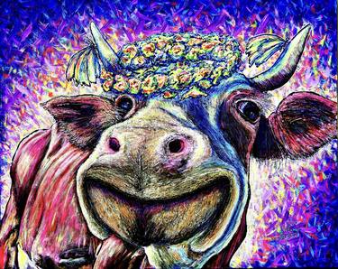 Original Expressionism Cows Paintings by Viktor Lazarev