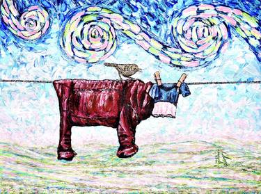 Print of Abstract Expressionism Cows Paintings by Viktor Lazarev