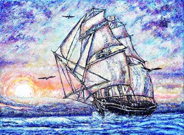 Print of Ship Paintings by Viktor Lazarev