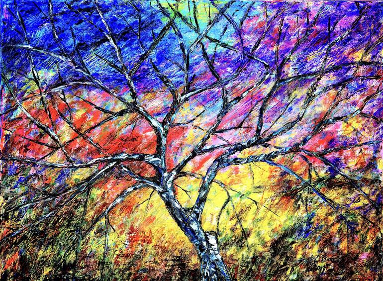 Original Abstract Expressionism Tree Painting by Viktor Lazarev
