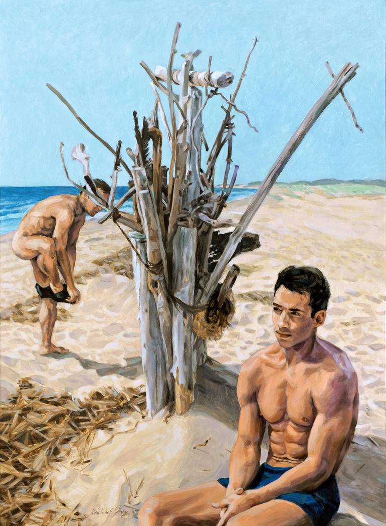 Original Figurative Men Paintings by Michael Guy