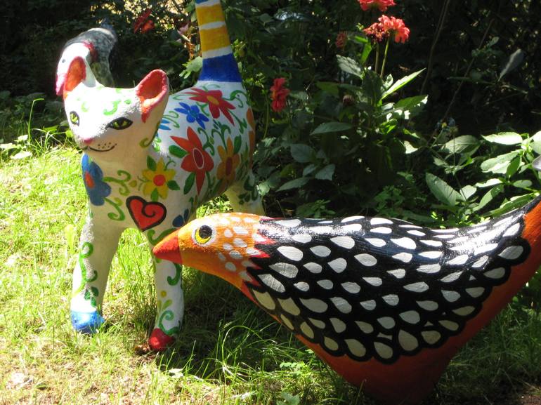 Flora,the cat and Clara,the chicken - Print