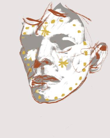 Bowie Mursi Tribal Mask Digital Drawing thumb