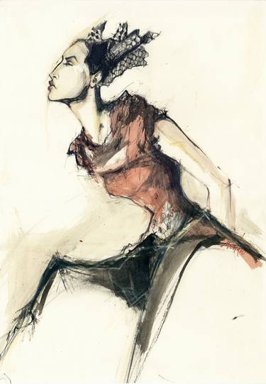 Print of Expressionism Women Drawings by Monique van den Hout