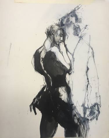 Original Expressionism People Drawings by Monique van den Hout