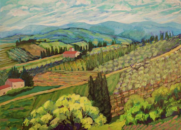 Fertile Valley in Italy Painting by DLane Grey | Saatchi Art