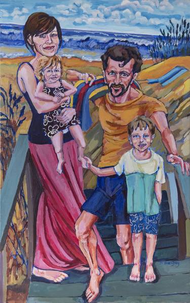 Luke & Bonnie with children at the Beach thumb