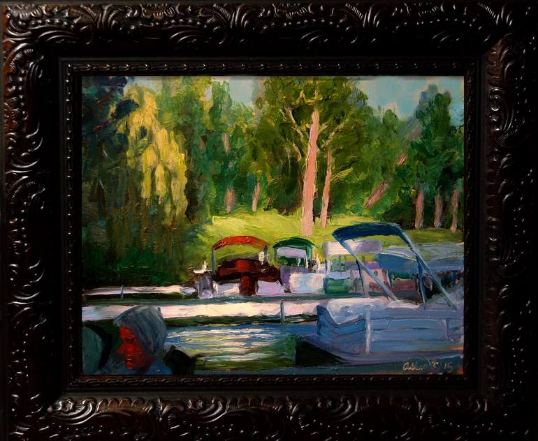 Original Expressionism Boat Painting by Allen Jones