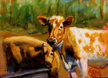 Print of Expressionism Cows Paintings by Allen Jones