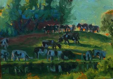 Print of Cows Paintings by Allen Jones