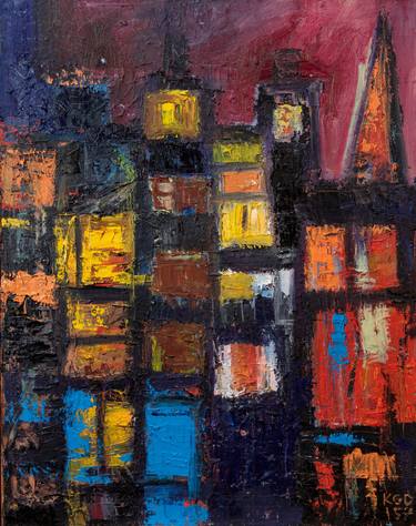 Print of Expressionism Cities Paintings by Konstantinos Koufogiorgos