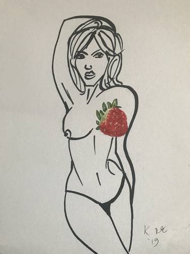 Original Expressionism Nude Drawing by Karen Diakite