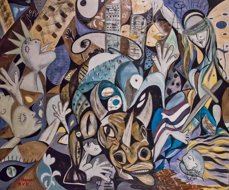 Wall Street Guernica Painting by Laszlo Hamori | Saatchi Art