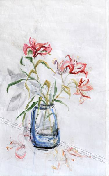 SOLD - Lilies in Blue Vase thumb