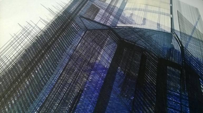 Original Abstract Architecture Drawing by Natalia Rozmus - Esparza