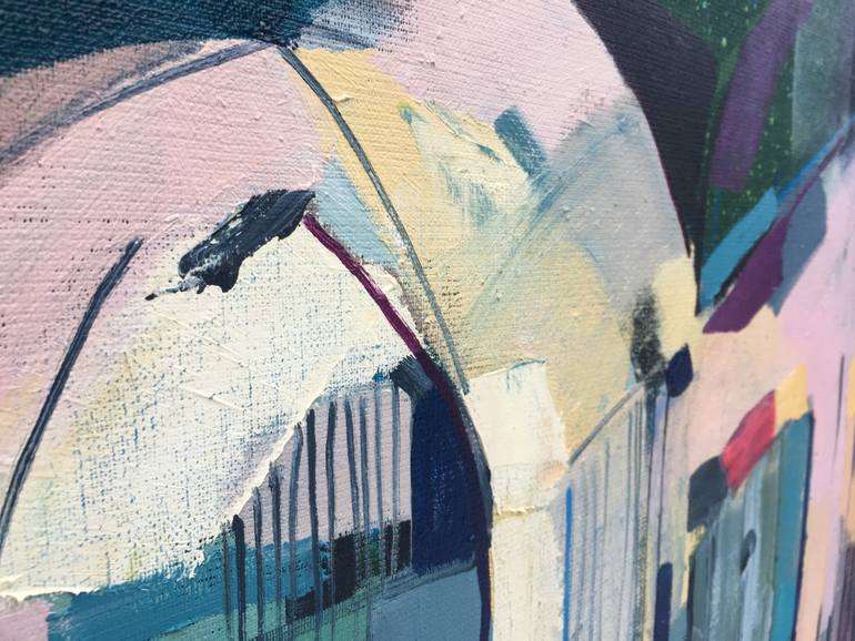 Original Abstract Expressionism Cities Painting by Natalia Rozmus - Esparza