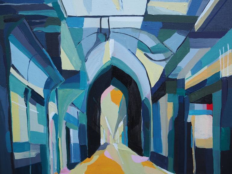 Original Art Deco Architecture Painting by Natalia Rozmus - Esparza