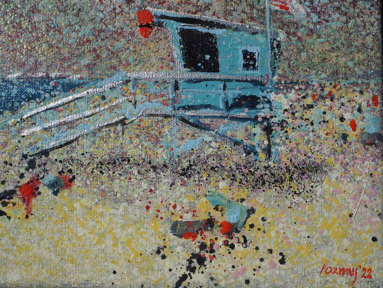 Original Abstract Expressionism Beach Painting by Natalia Rozmus - Esparza