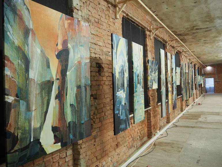 Original Abstract Expressionism Architecture Painting by Natalia Rozmus - Esparza