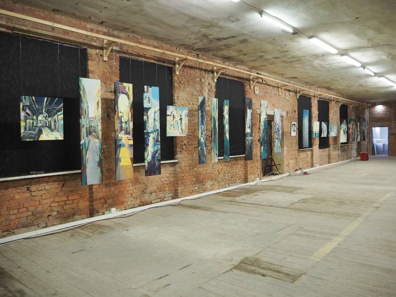 Original Abstract Expressionism Architecture Painting by Natalia Rozmus - Esparza