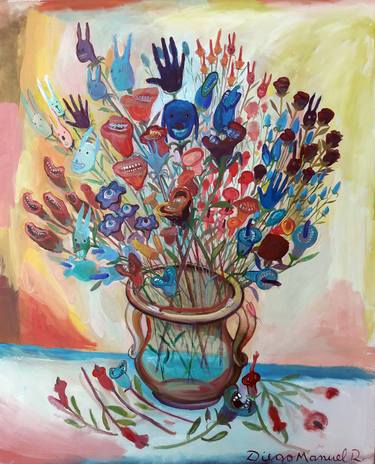 Print of Expressionism Floral Paintings by Diego Manuel Rodriguez