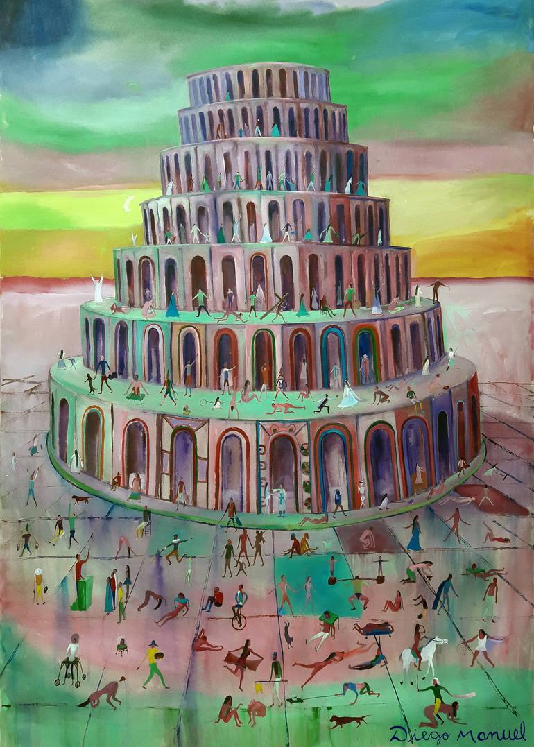 Babel Tower Painting by Diego Manuel Rodriguez