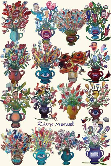 Print of Surrealism Botanic Mixed Media by Diego Manuel Rodriguez