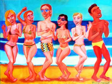 Print of Art Deco Beach Mixed Media by Diego Manuel Rodriguez