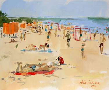 Original Figurative Beach Paintings by Anna Laicane